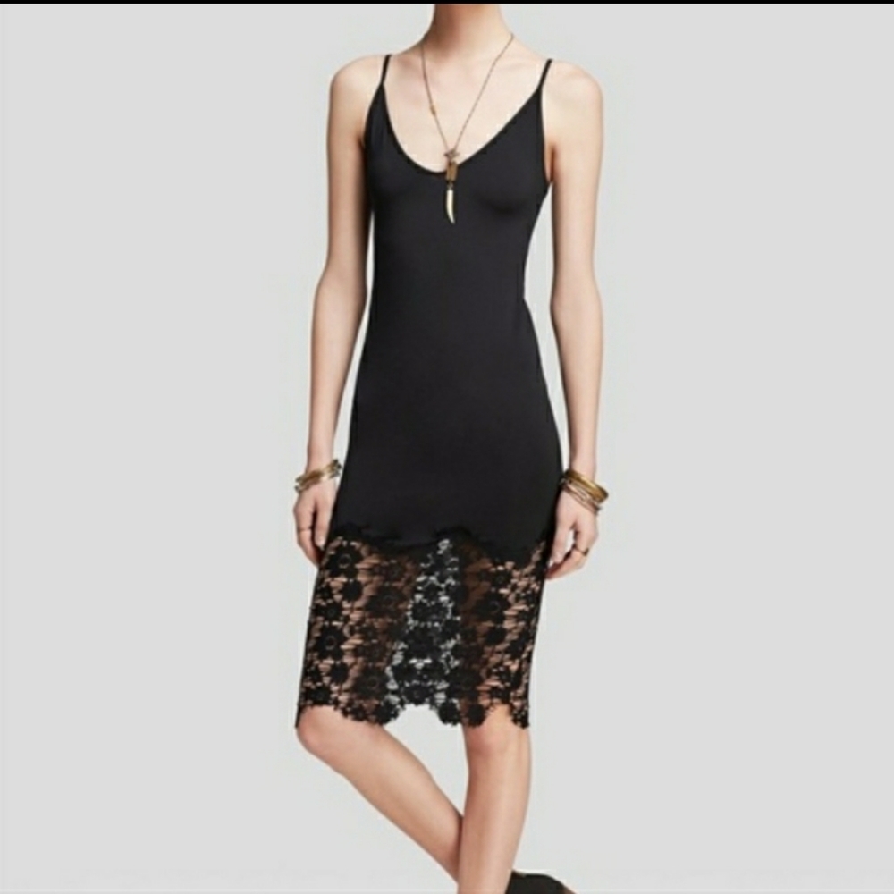 Free People Intimatetly Slinky Bodycon lacehem Slip Dress Size SX